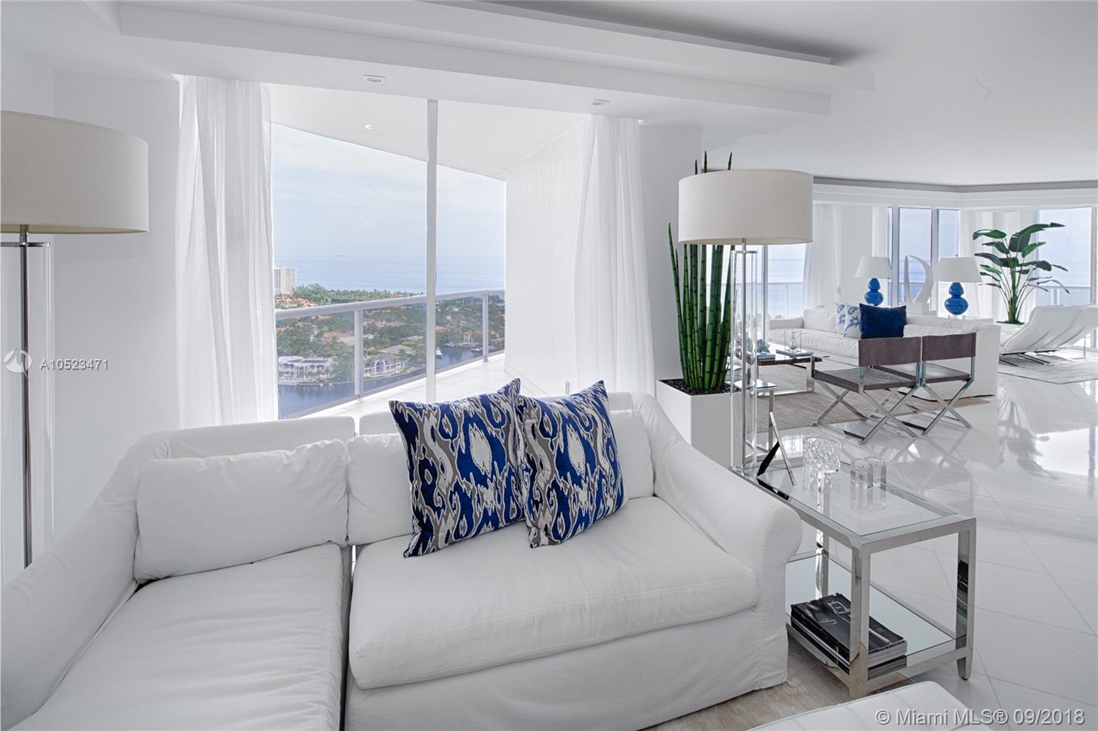 Photo of 3802 207th St #2601, Aventura, Florida, 33180 - Living Room facing Golden Beach and the Atlantic Ocean