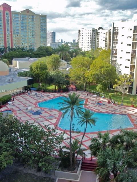 VIEW FROM UNIT OF HUGE HEATED POOL