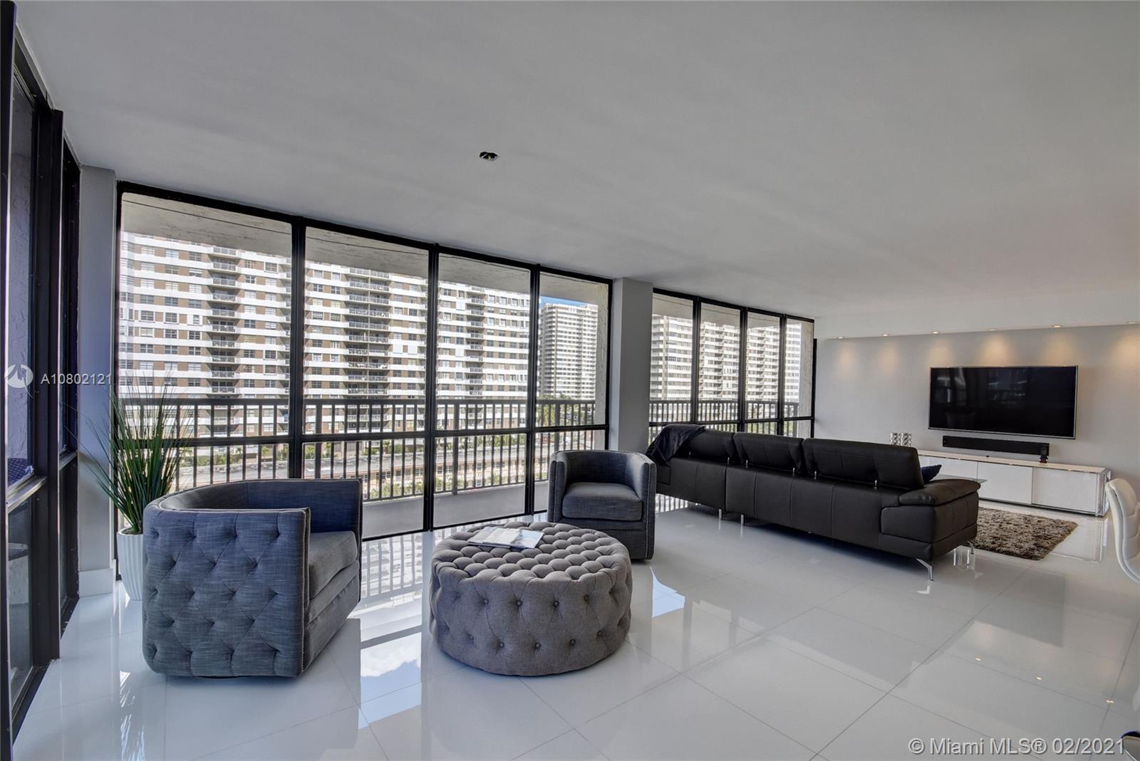 Photo of 2049 OCEAN DRIVE #702E, Hallandale Beach, Florida, 33009 - ultra Modern Kitchen with 10 foot island for dining and entertaining