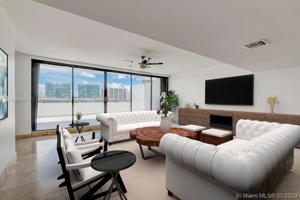 Photo of 425 Poinciana Island Drive #1444, Sunny Isles Beach, Florida, 33160 - Living room / dining room / bar feature / kitchen view