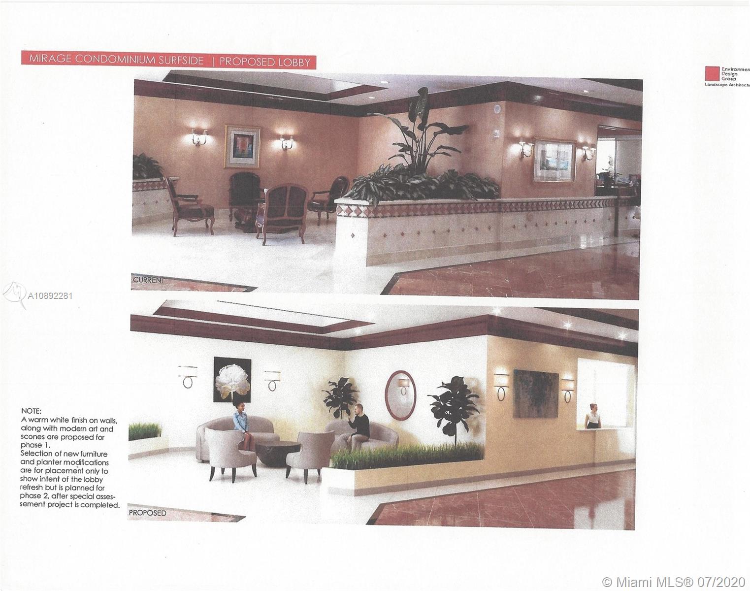 Photo of 8925 Collins Ave #2A, Surfside, Florida, 33154 - Porte cochere with rendering of upcoming remodel.