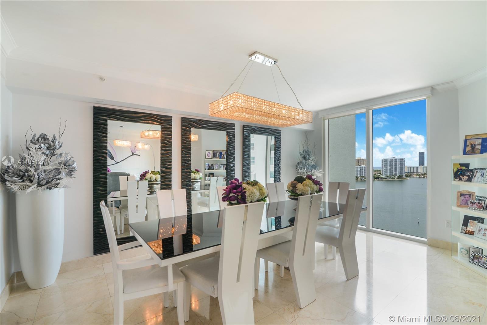 Photo of 3301 183rd St #1906, Aventura, Florida, 33160 - Large Open Floor plan (Living-room and dining-room looking all the Intercostal and the Ocean with the city Sunny Isles Beach)