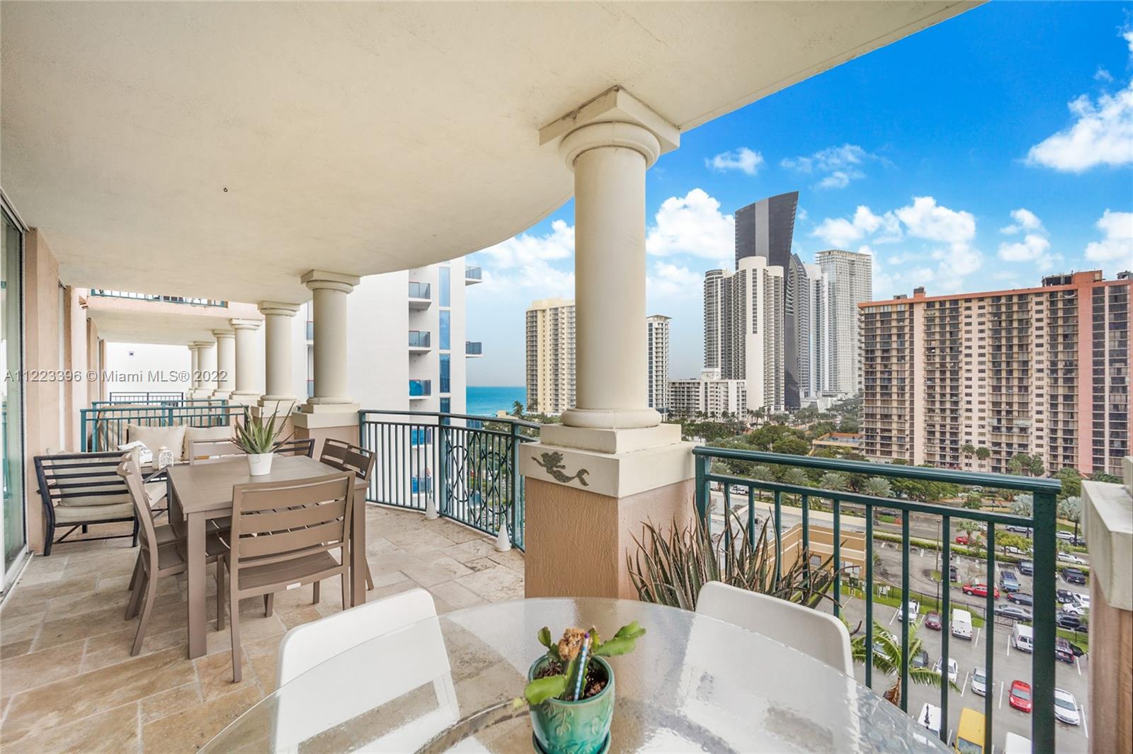 Spacious terrace with amazing Miami skyline and sunset views