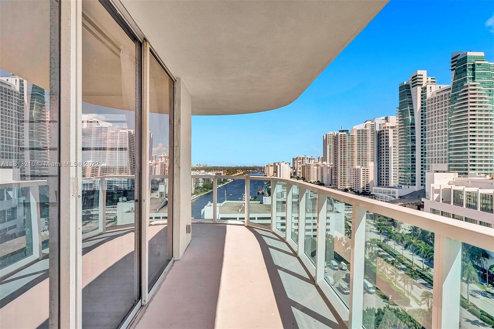Photo of 3800 Ocean Dr #1720, Hollywood, Florida, 33019 - This amazing balcony allows you to see the boat traffic on the Intracoasal AND a clear view of the Atlantic