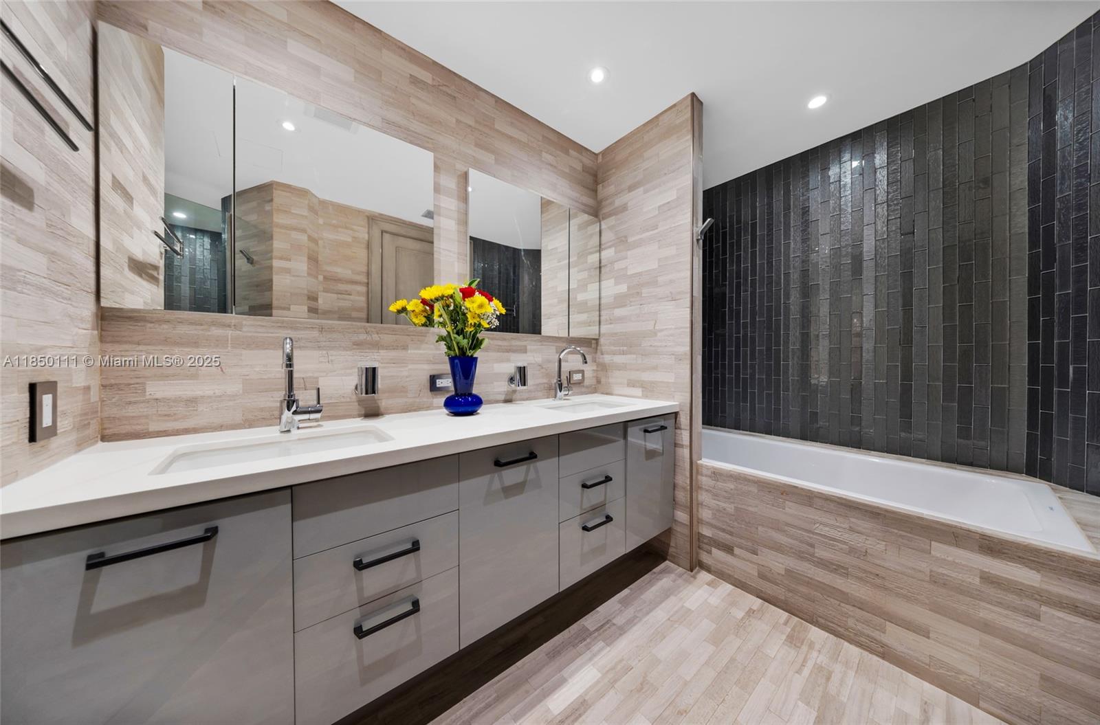 Photo of 9801 Collins Ave  #PH11 Great Renovation, Bal Harbour, Florida, 33154 - Master Bathroom, 2 sinks, Jacuzzi and shower separated
