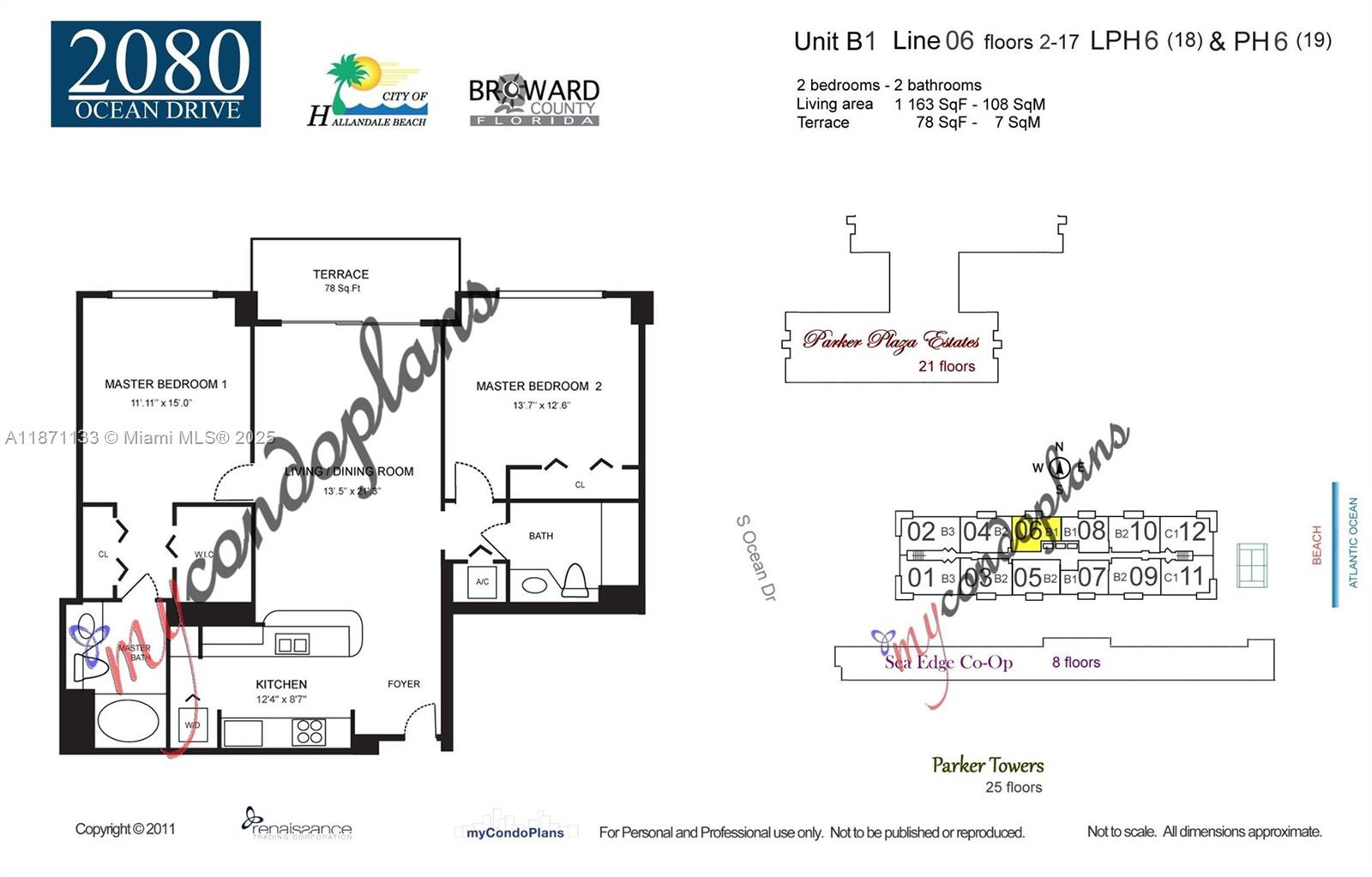 Photo of 2080 OCEAN DRIVE  #LPH06, Hallandale Beach, Florida, 33009 - SQ FT: 1163 LA, 1241 TA.