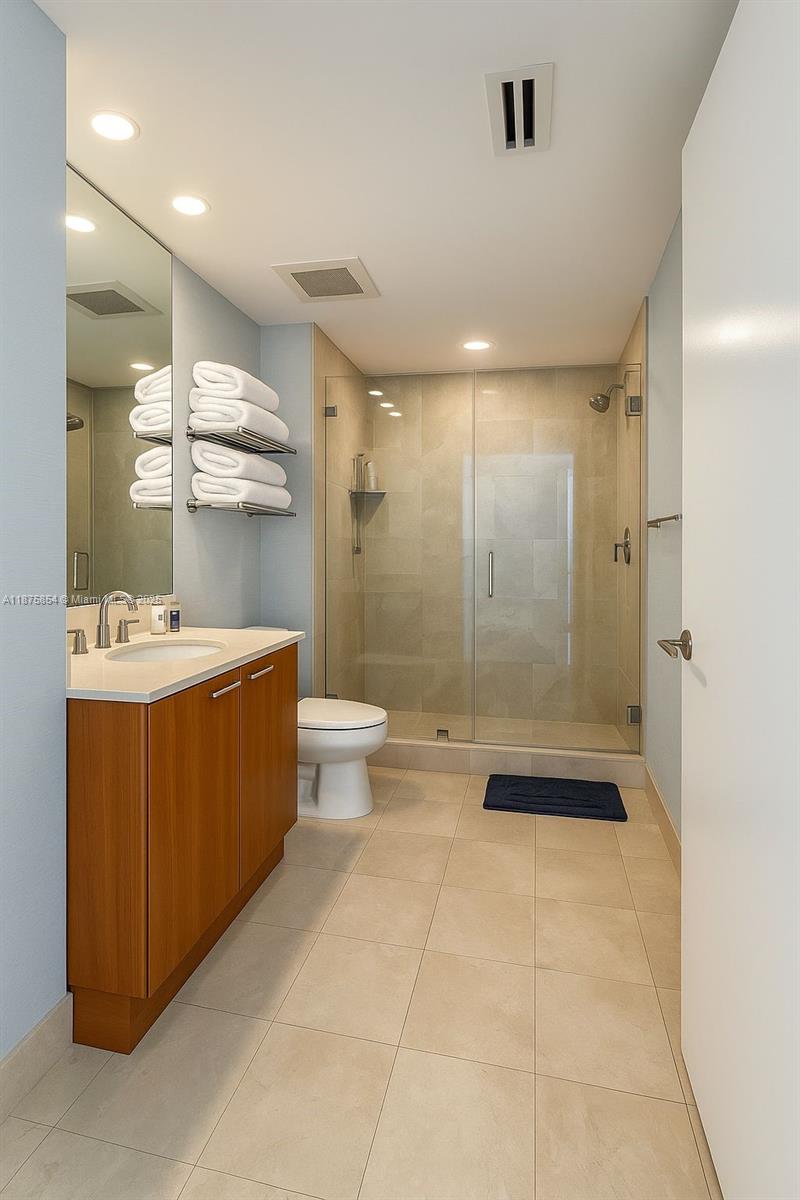 Photo of 3301 183rd St #PH9, Aventura, Florida, 33160 - Second Bedroom bath.Photos may be digitally staged or AI-edited for visualization purposes.