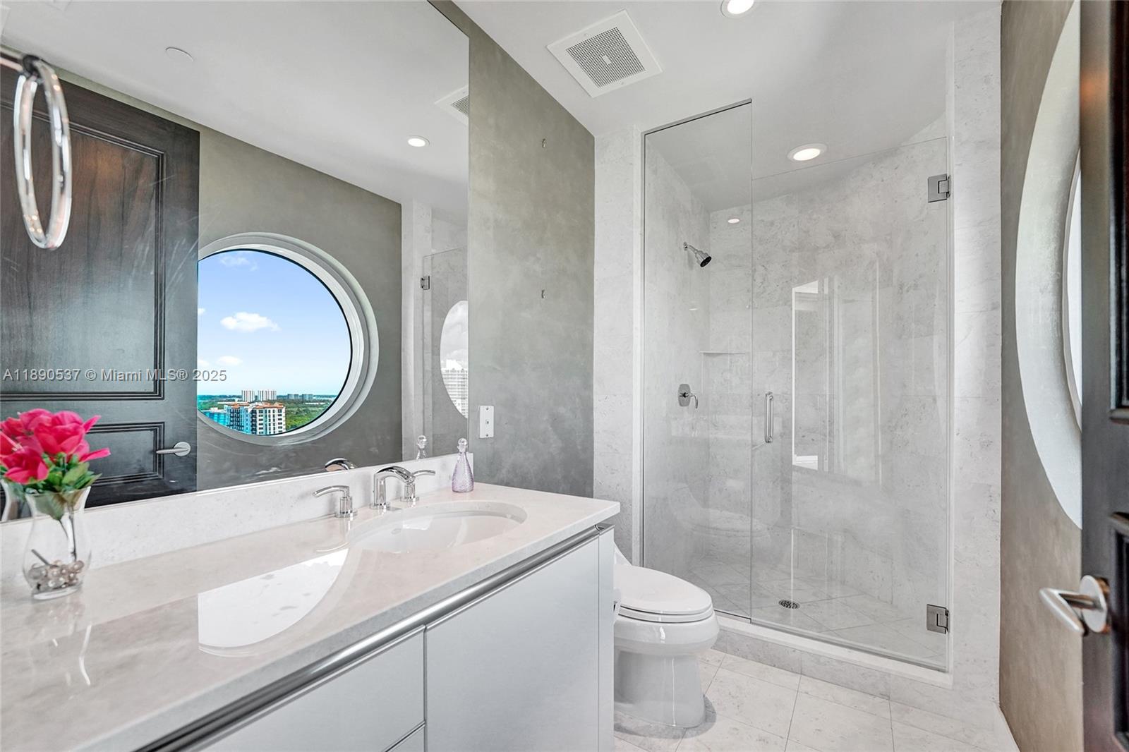Photo of 16047 Collins Ave  #2101, Sunny Isles Beach, Florida, 33160 - Light and bright bathroom with lots of natural light!