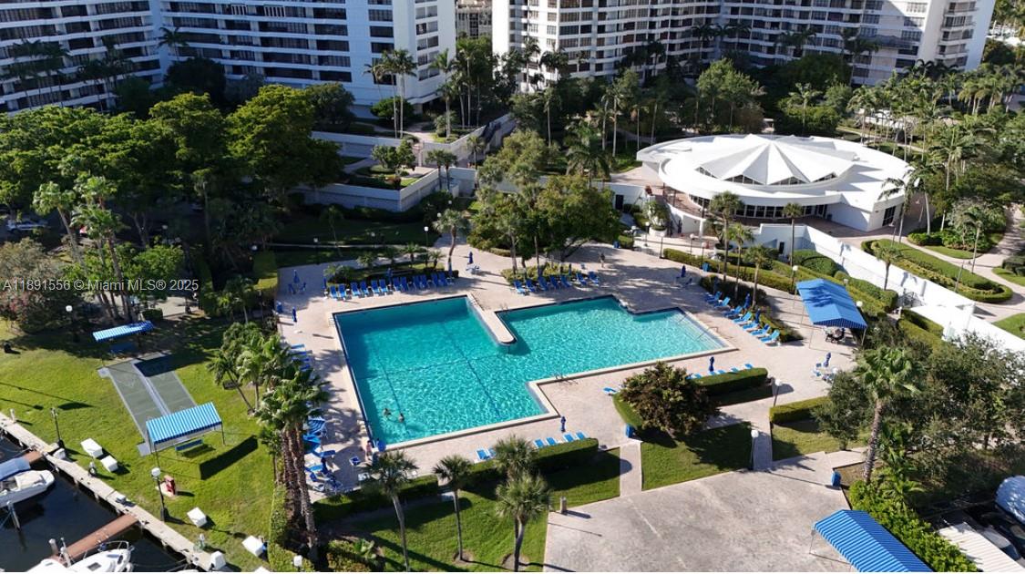 Photo of 600 Three Islands Blvd  #1021, Hallandale Beach, Florida, 33009 - Aerial view of the pool, and amenities
