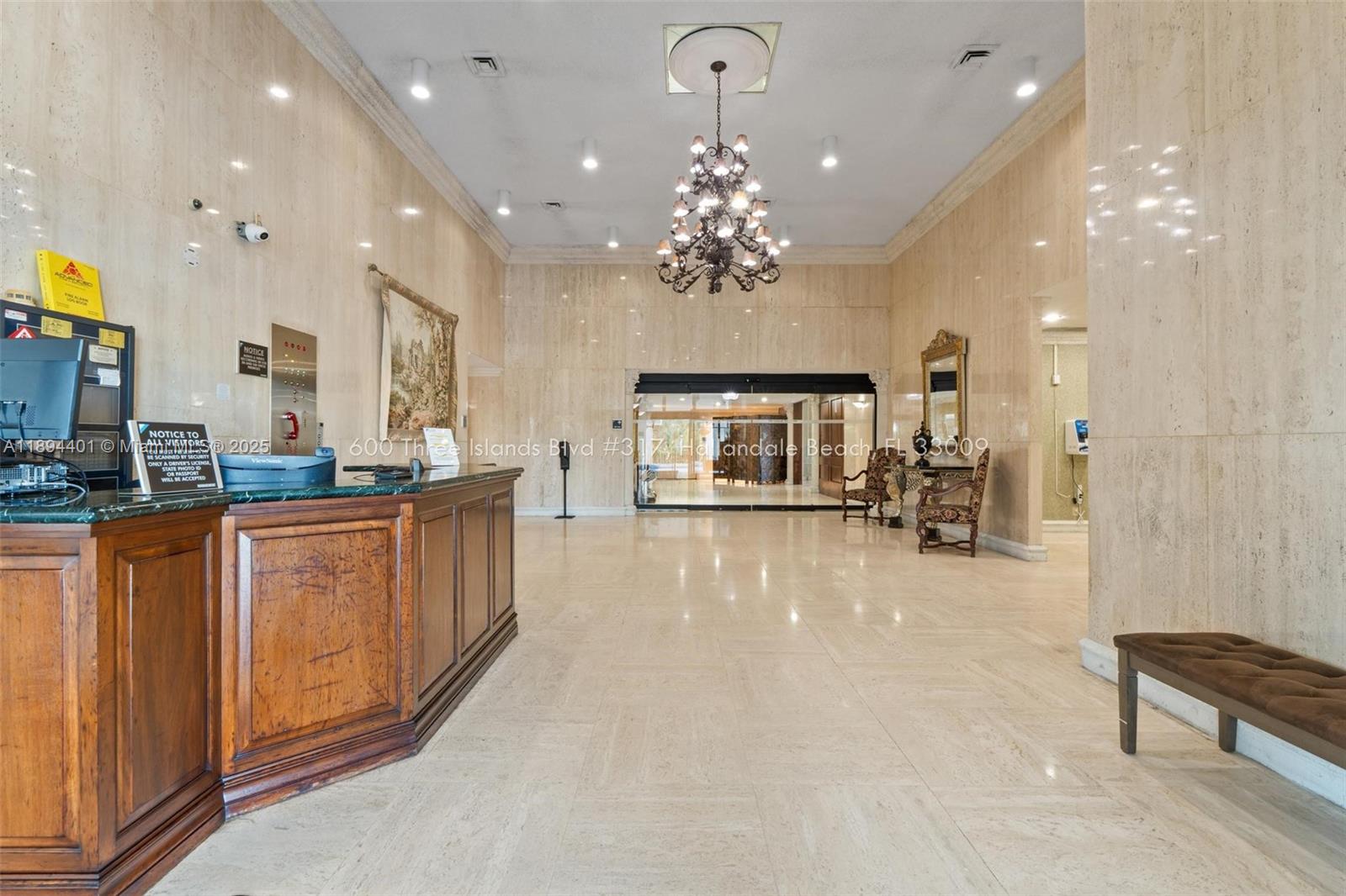Photo of 600 Three Islands Blvd  #317, Hallandale Beach, Florida, 33009 - Main building entrance - concierge, 24/7 security