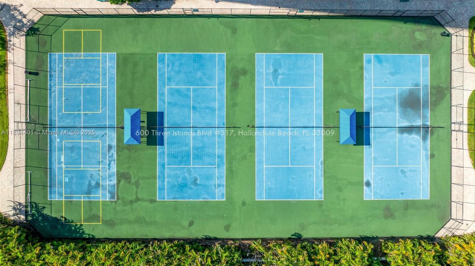 Photo of 600 Three Islands Blvd  #317, Hallandale Beach, Florida, 33009 - Overview of sports courts - tennis & pickleball
