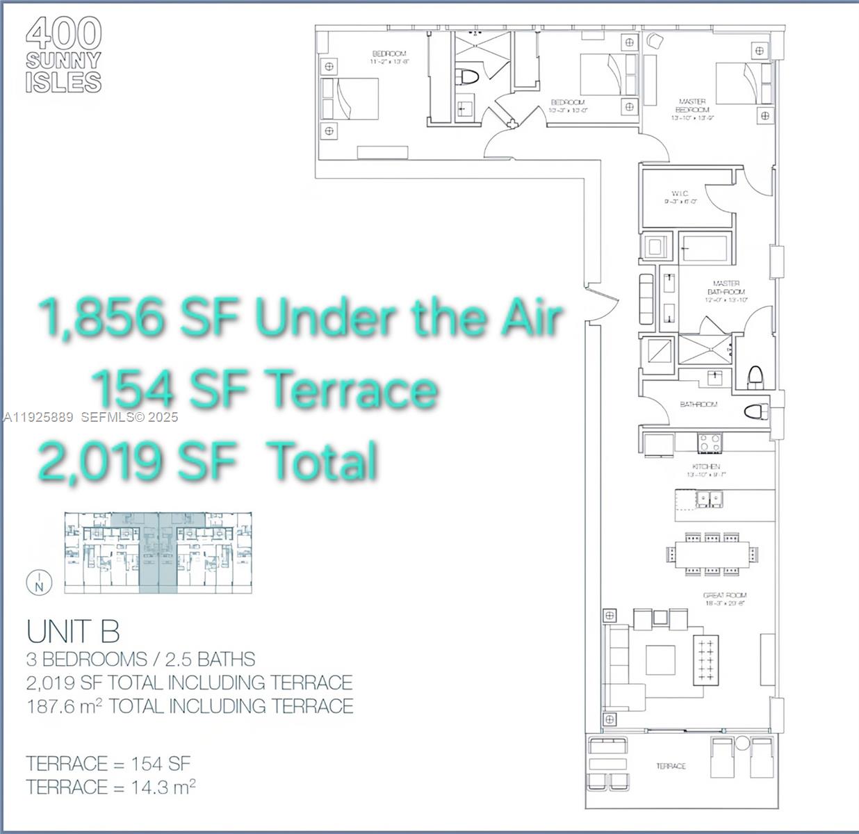 Photo of 400 Sunny Isles Blvd #1519, Sunny Isles Beach, Florida, 33160 - 1,856 SF total 2,019 SF