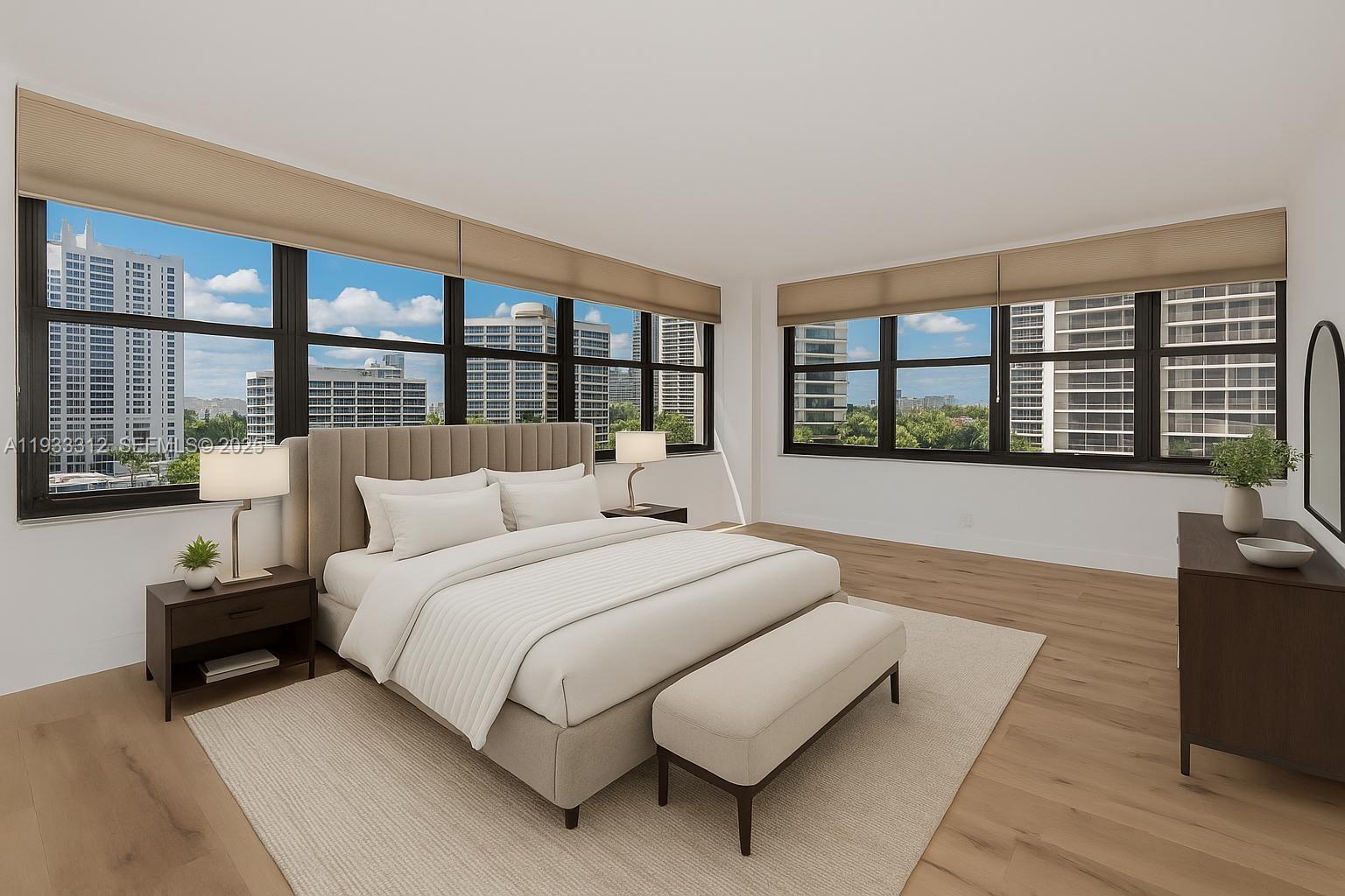 Photo of 2500 Parkview Dr  #821, Hallandale Beach, Florida, 33009 - Primary Bedroom staged