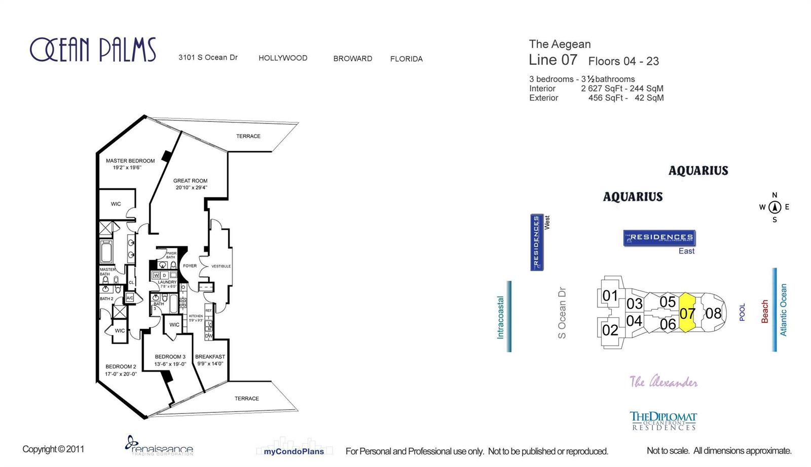 Photo of 3101 Ocean #1807, Hollywood, Florida, 33019 - Floor Plan