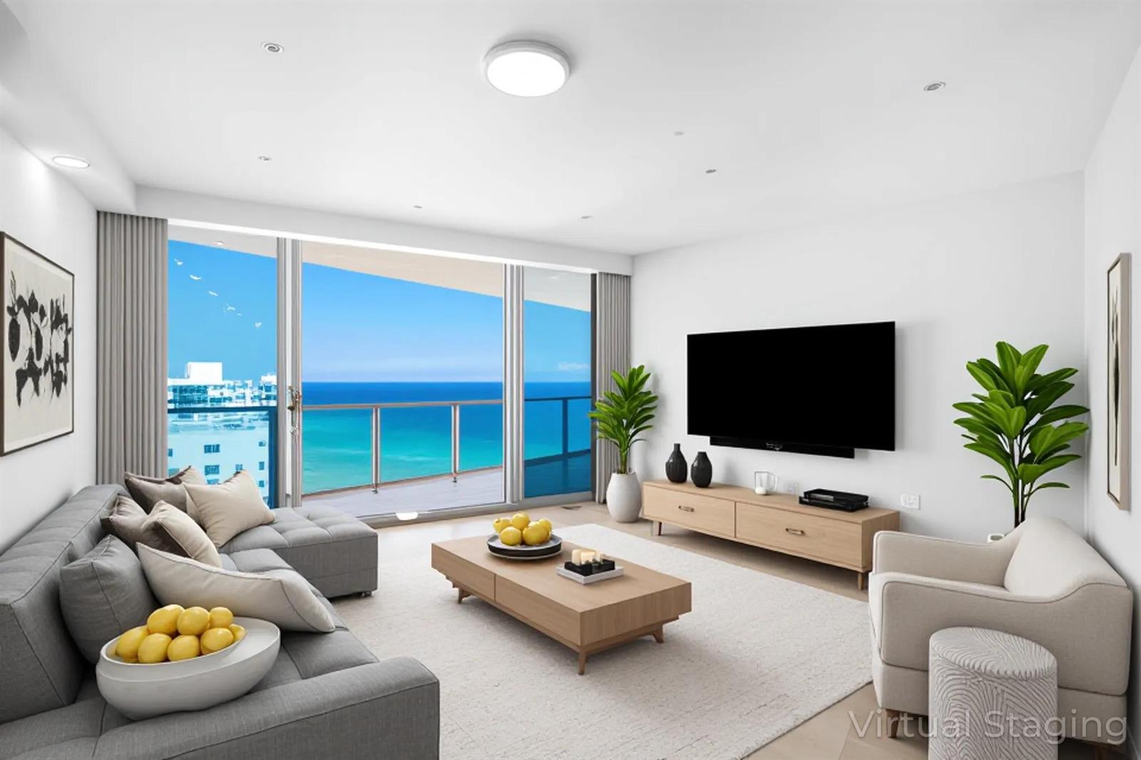 Photo of 3101 Ocean #1807, Hollywood, Florida, 33019 - Virtually Staged Living Room