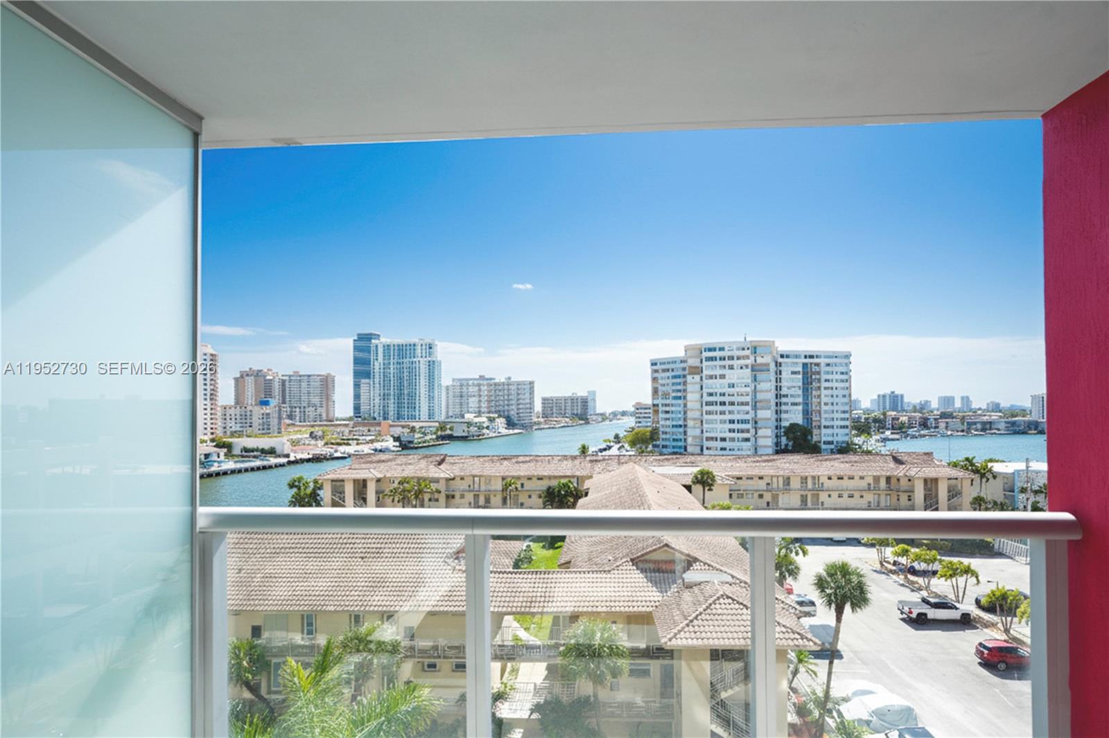 Photo of 2602 Hallandale Beach Blvd #R707, Hallandale Beach, Florida, 33009 - View from bedroom 2 with private balcony