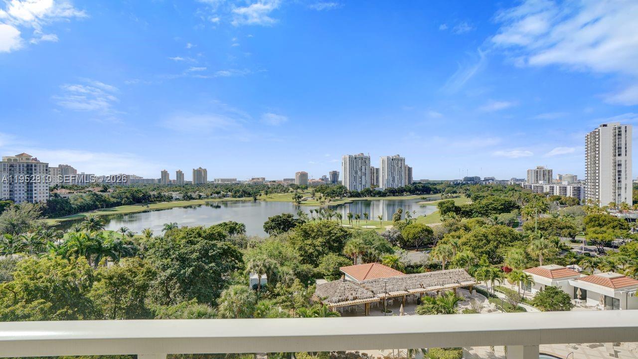 Photo of 20281 Country Club Dr  #809, Aventura, Florida, 33180 - Eye level lake views from the balcony.