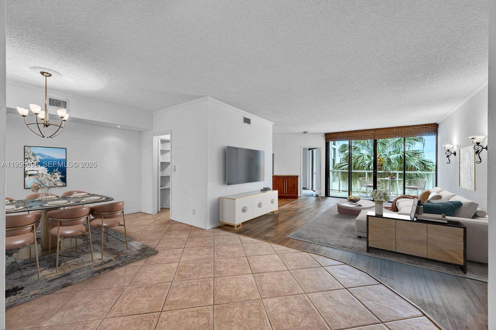 Photo of 20281 Country Club Dr  #210, Aventura, Florida, 33180 - Virtually staged living room and dining room