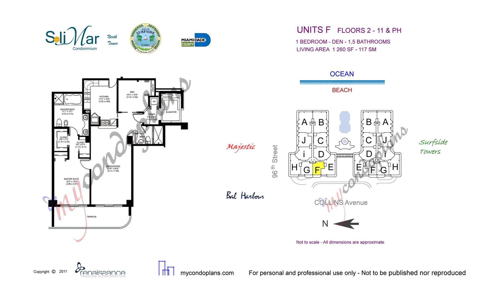 Photo of 9595 Collins #N-8f, Surfside, Florida, 33154 - N-8F Floorplan