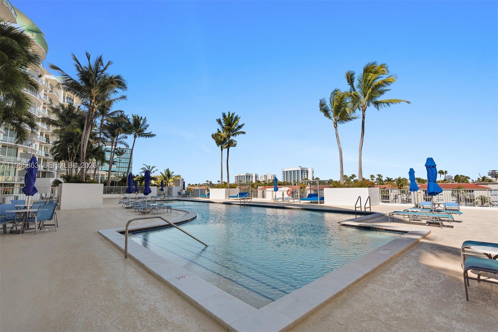Photo of 3029 188th St #1019, Aventura, Florida, 33180 - Waterfront Pool Deck with Jacuzzi Hot tub