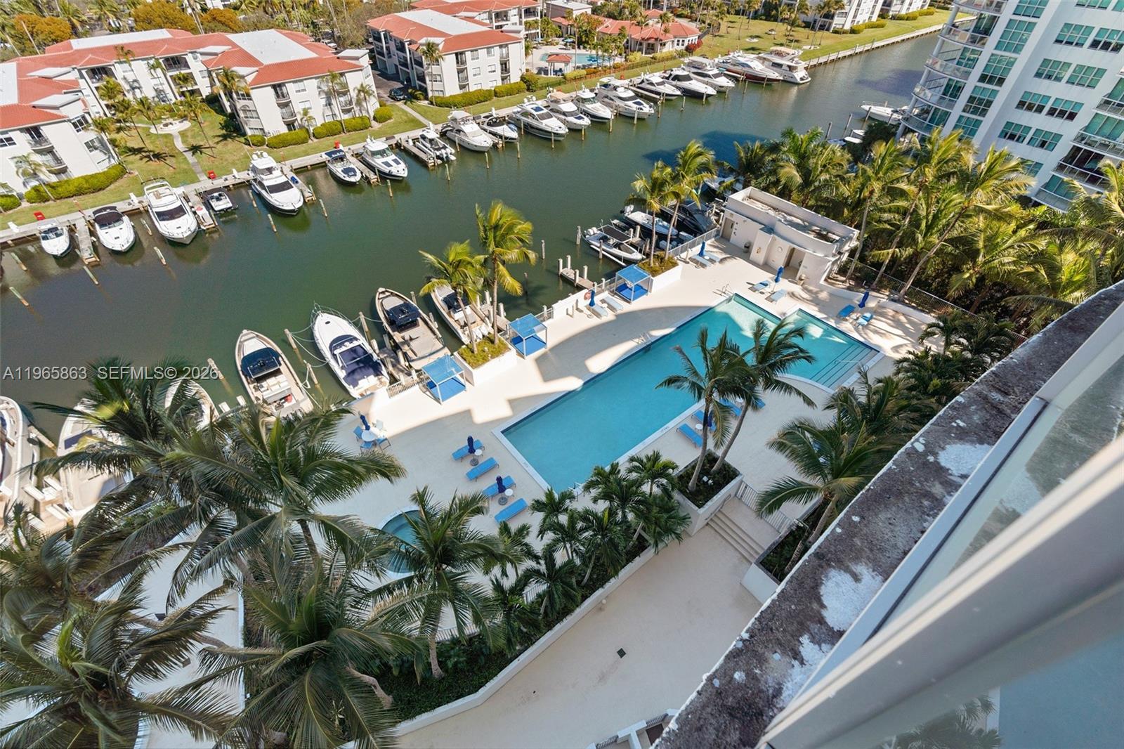 Photo of 3029 188th St #1019, Aventura, Florida, 33180 - Waterfront Pool Deck with Jacuzzi Hot tub