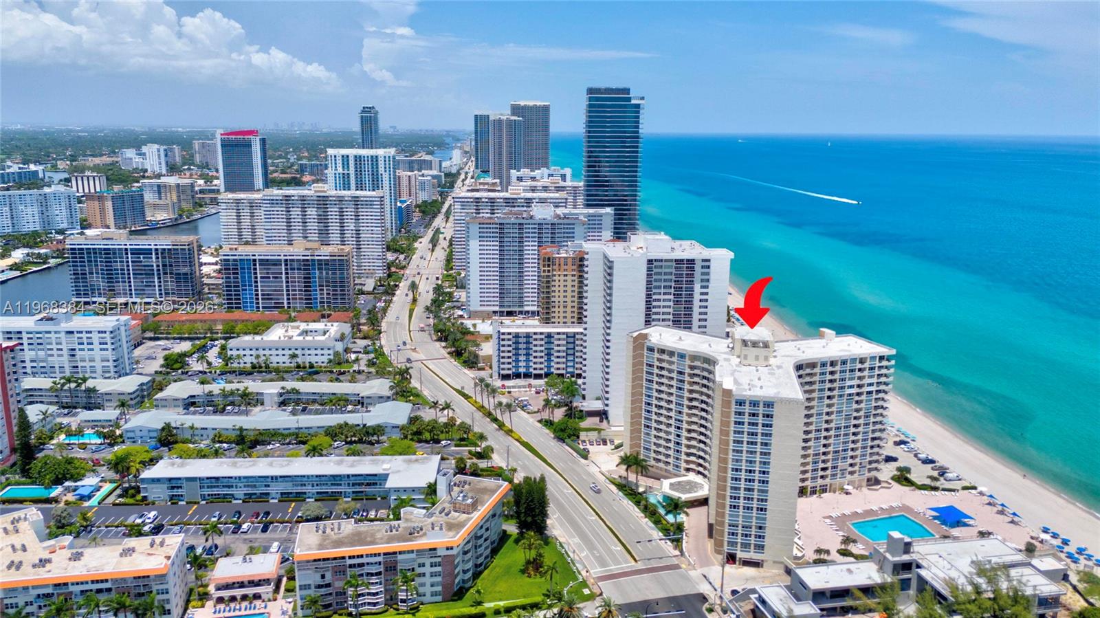 Photo of 3180 Ocean Dr #217, Hallandale Beach, Florida, 33009 - Building is located right on the ocean side.