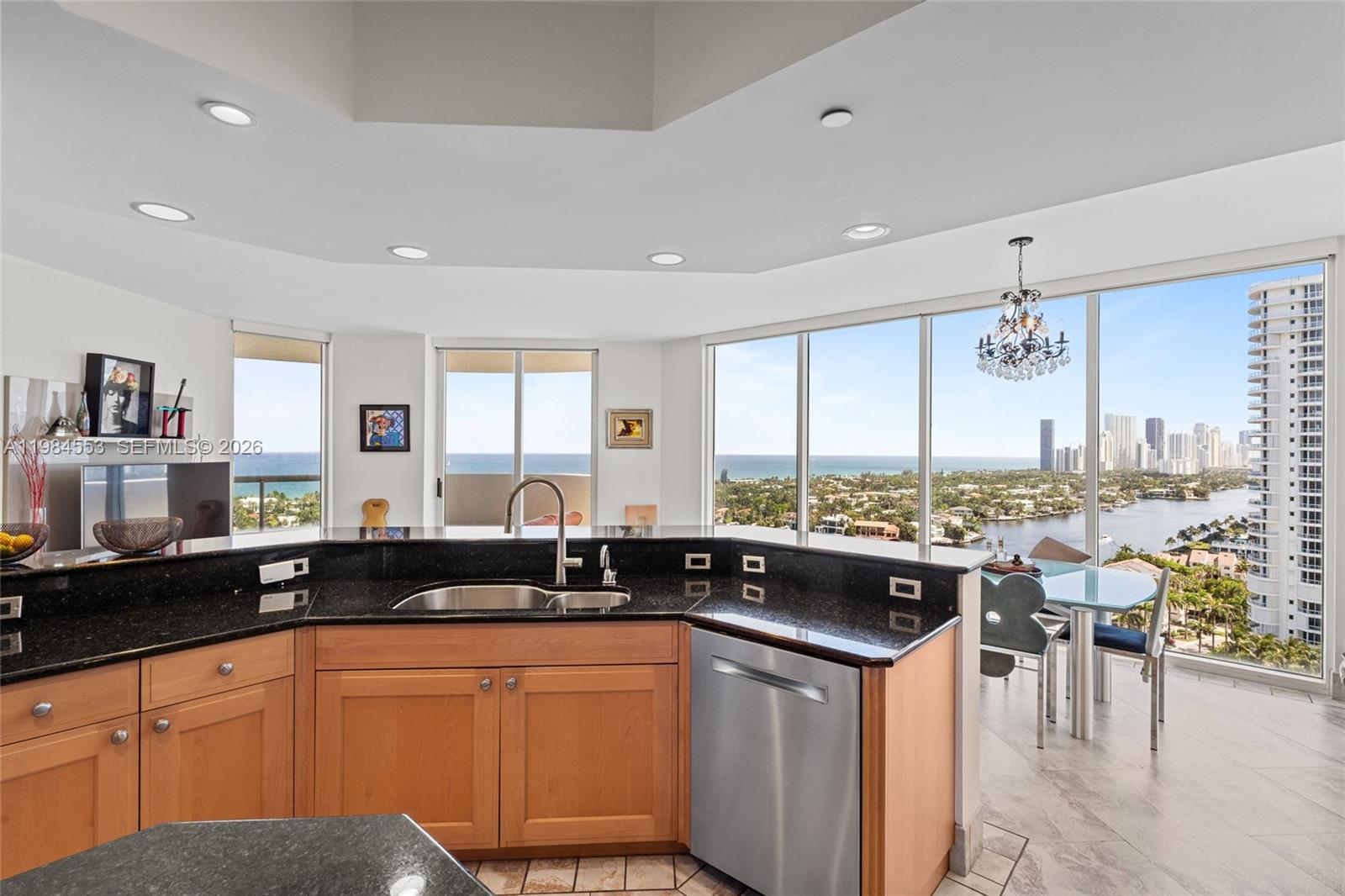 Photo of 21200 Point Pl  #1901, Aventura, Florida, 33180 - Kitchen facing media room