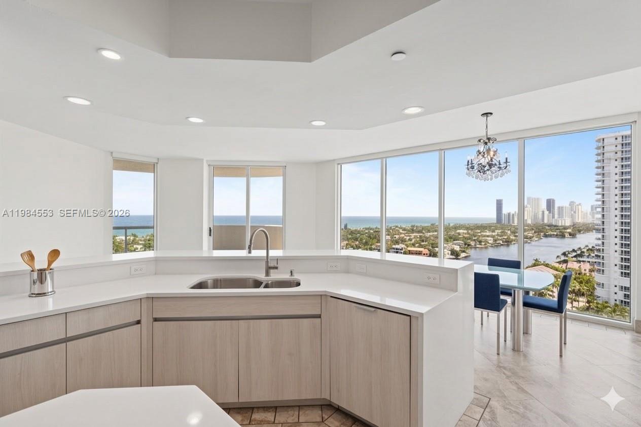 Photo of 21200 Point Pl  #1901, Aventura, Florida, 33180 - The kitchen front has been virtually updated to illustrate a refreshed look without a major renovations