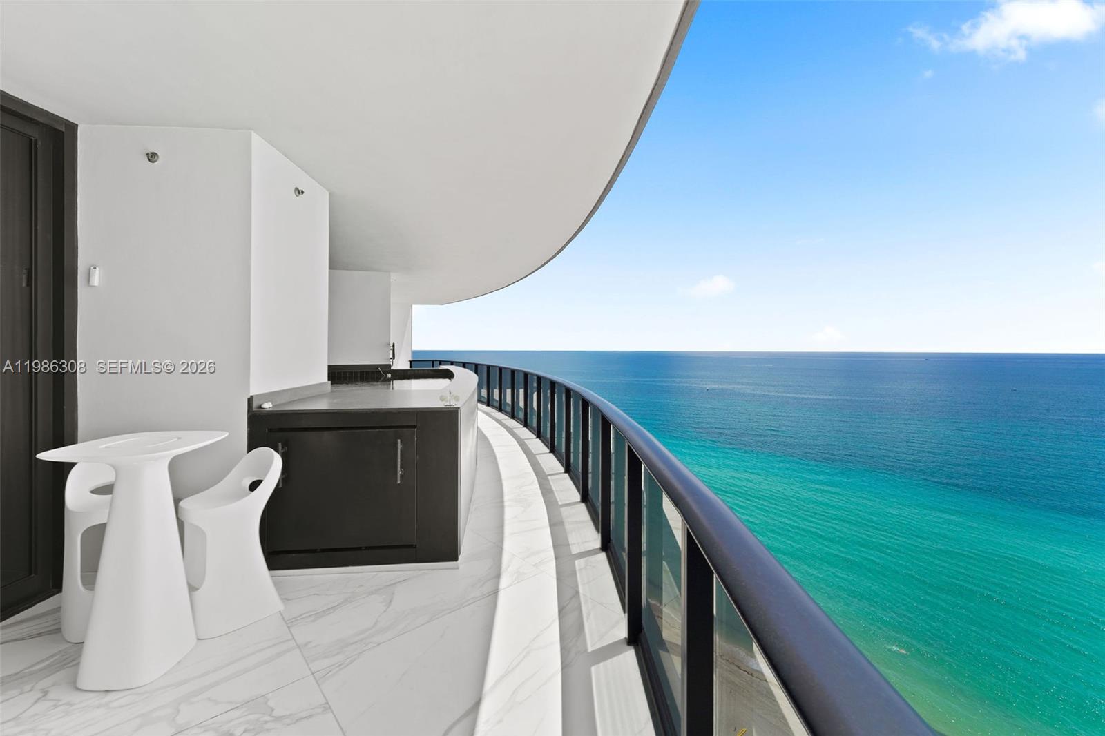 Photo of 18555 Collins Ave  #2201, Sunny Isles Beach, Florida, 33160 - Terrace with Private Pool and Summer Kitchen