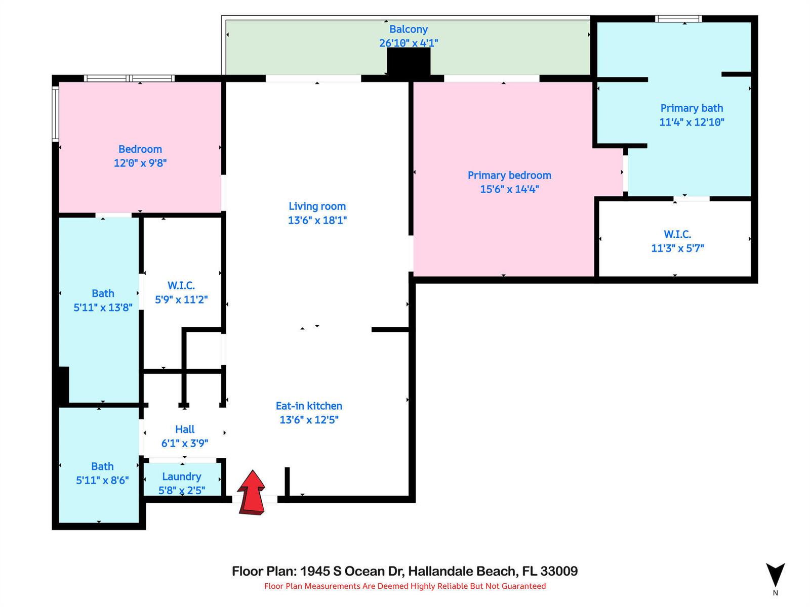 Photo of 1945 Ocean #1803, Hallandale Beach, Florida, 33009 - 2 Floor Plan