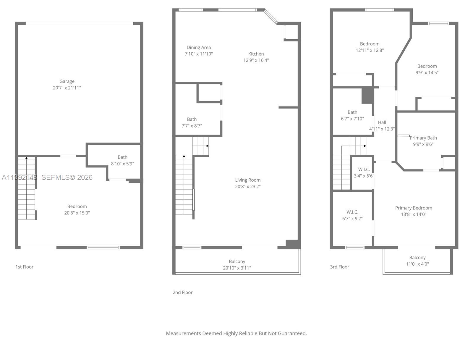 Photo of 2134 Van Buren St (2134), Hollywood, Florida, 33020 - Floor plan 1st, 2nd and 3rd floor