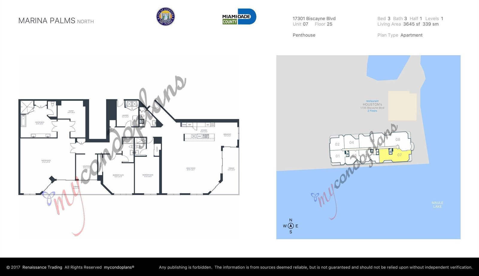 Photo of 17301 Biscayne  #Ph-7, North Miami Beach, Florida, 33160 - Floor Plan 6037120