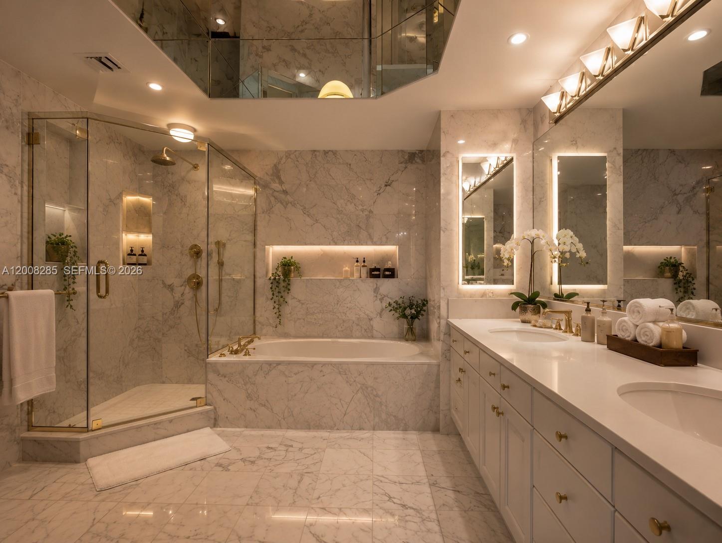 Photo of 3640 Yacht Club Dr  #1602, Aventura, Florida, 33180 - Main Bathroom. Staged Only ornaments