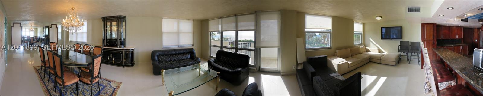 Photo of 1912 Ocean Dr  #3D, Hallandale Beach, Florida, 33009 - Living/Dining Room Panoramic!