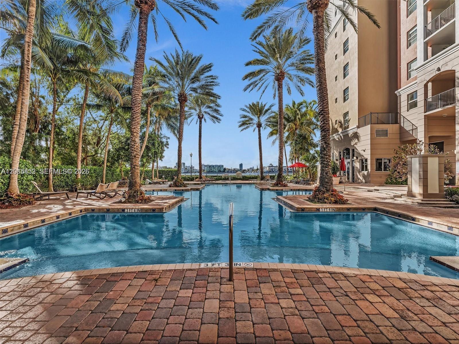 Photo of 17150 Bay Rd  #2620, Sunny Isles Beach, Florida, 33160 - This beautiful pool is heated and overlooks the bay.