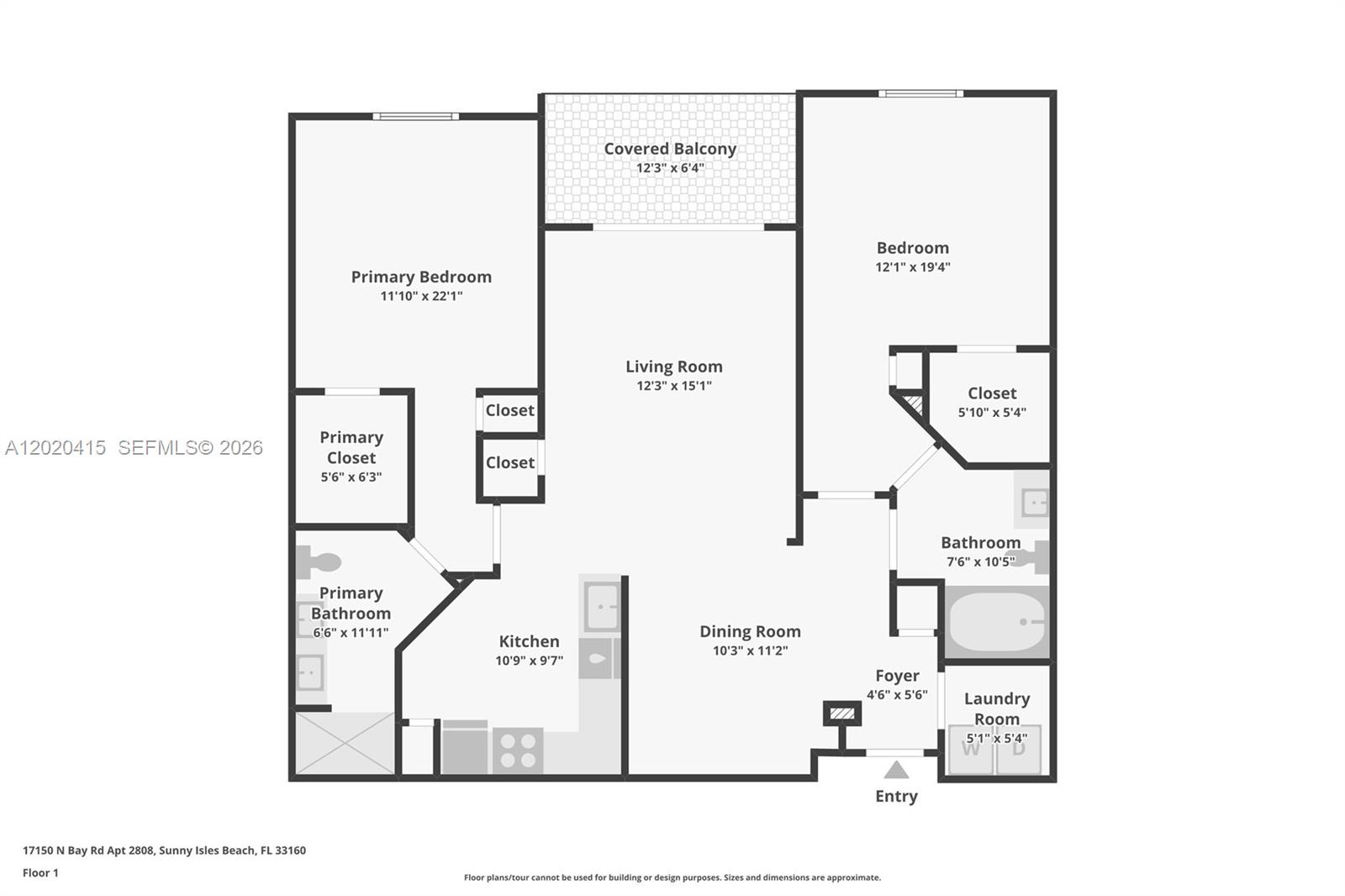 Photo of 17150 Bay Rd #2808, Sunny Isles Beach, Florida, 33160 - Floor Plan