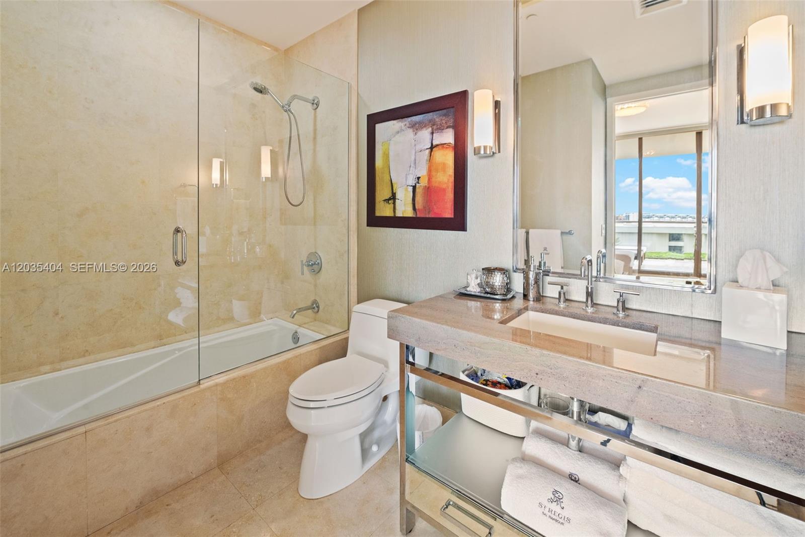 Photo of 9705 Collins Ave #605N, Bal Harbour, Florida, 33154 - Guest bath attached to guest bedroom