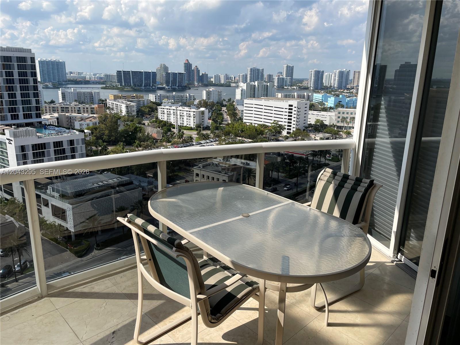 Photo of 17555 Collins Ave #1906, Sunny Isles Beach, Florida, 33160 - Balcony Facing City and Intercoastal Views