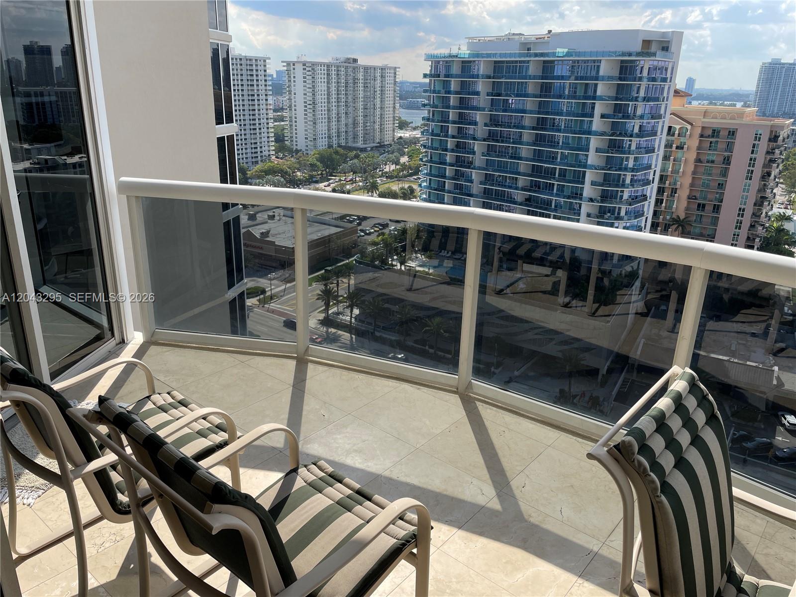 Photo of 17555 Collins Ave #1906, Sunny Isles Beach, Florida, 33160 - Balcony Facing City Views