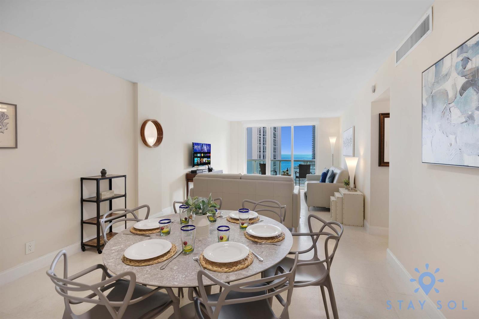 Photo of 3901 Ocean #14k, Hollywood, Florida, 33019 - 14K Full living room 3