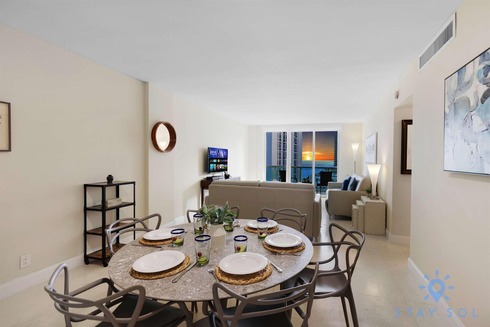 Photo of 3901 Ocean #14k, Hollywood, Florida, 33019 - 14K Full living room 2