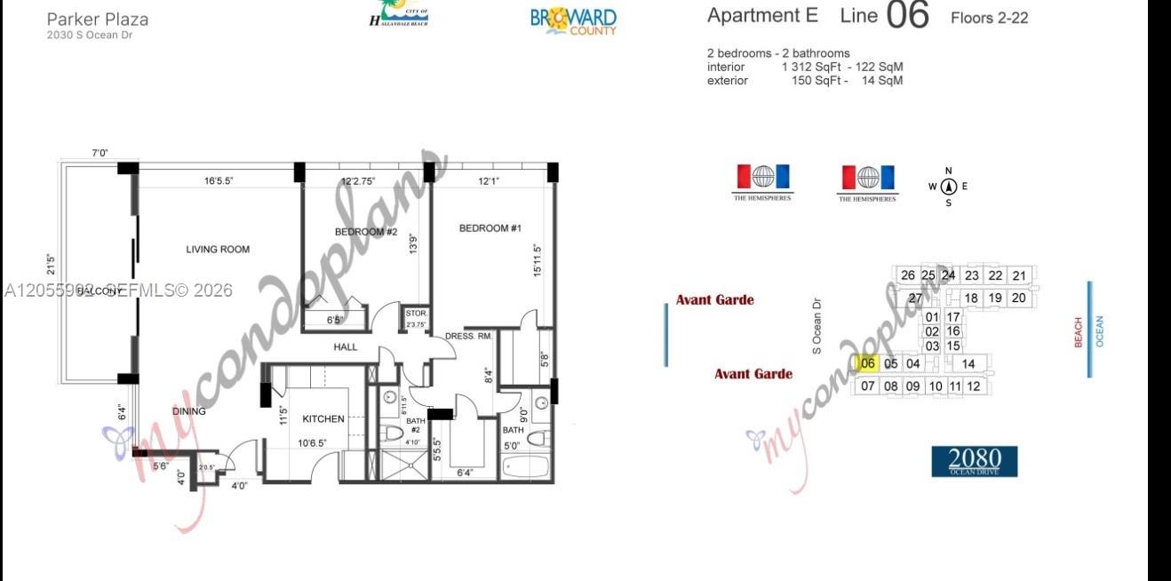 Photo of 2030 Ocean Dr  #506, Hallandale Beach, Florida, 33009 - TYPICAL FLOOR PLAN