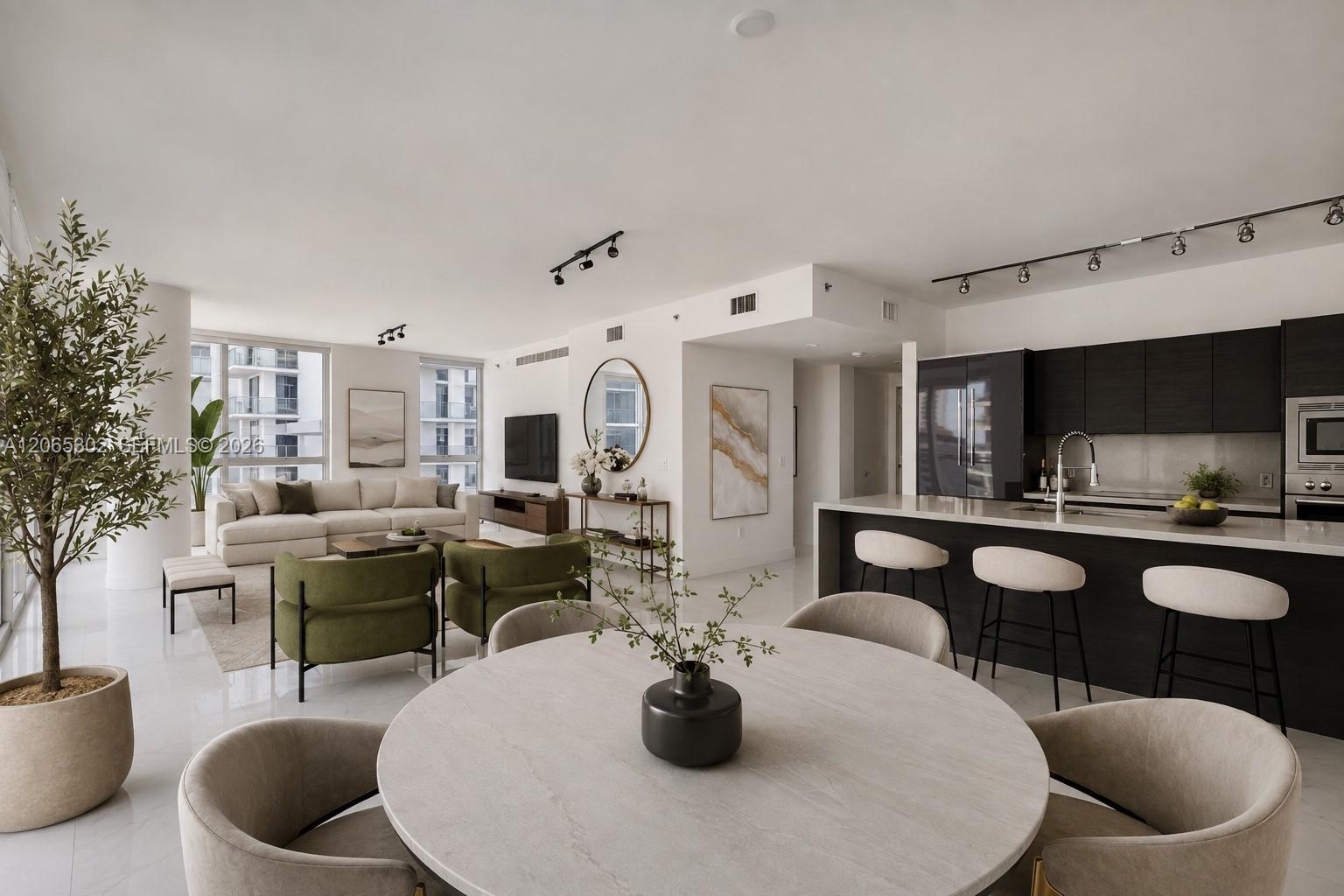 Virtually staged dining area