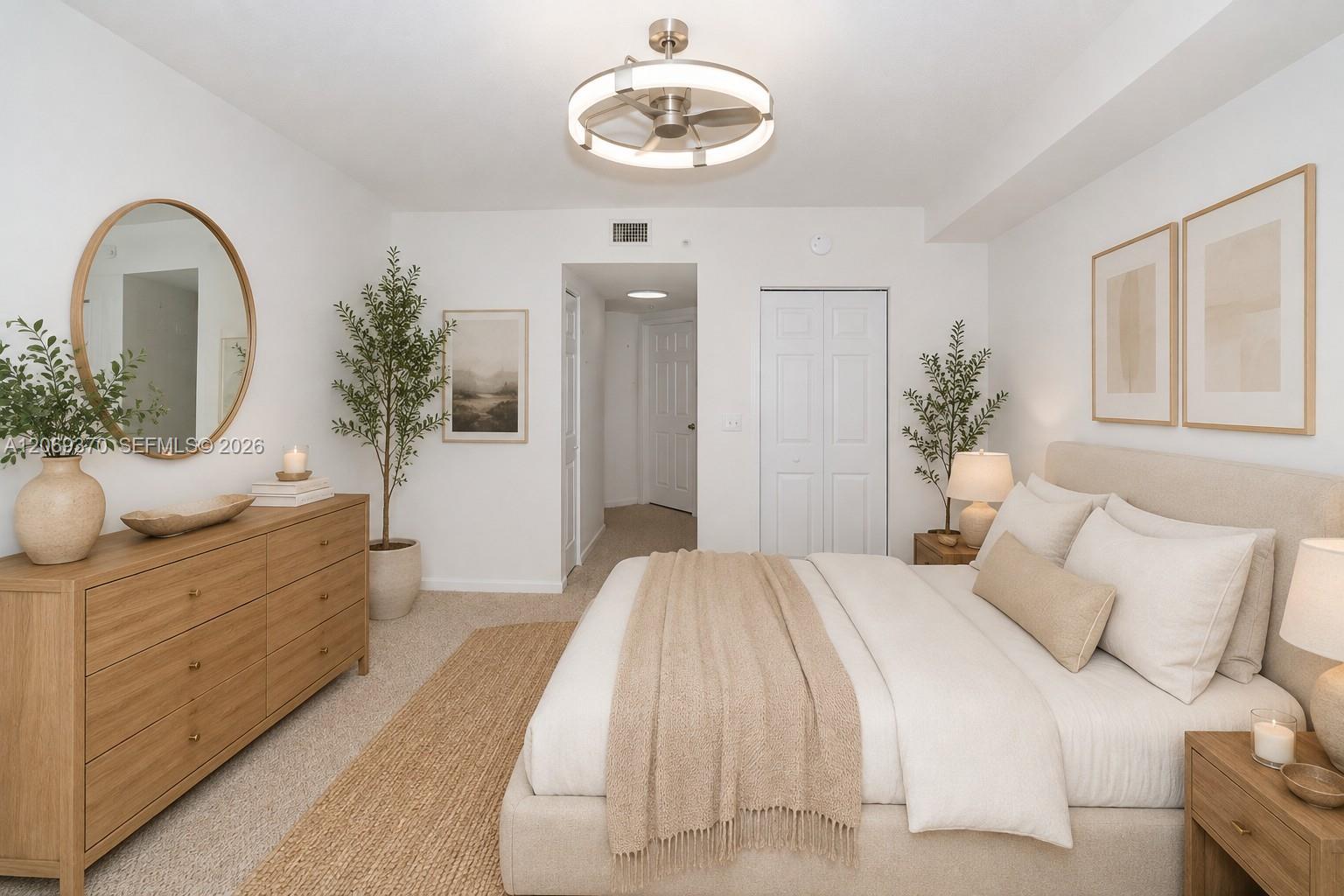 Photo of 17100 Bay Rd  #1407, Sunny Isles Beach, Florida, 33160 - Virtually Staged Master Bedroom