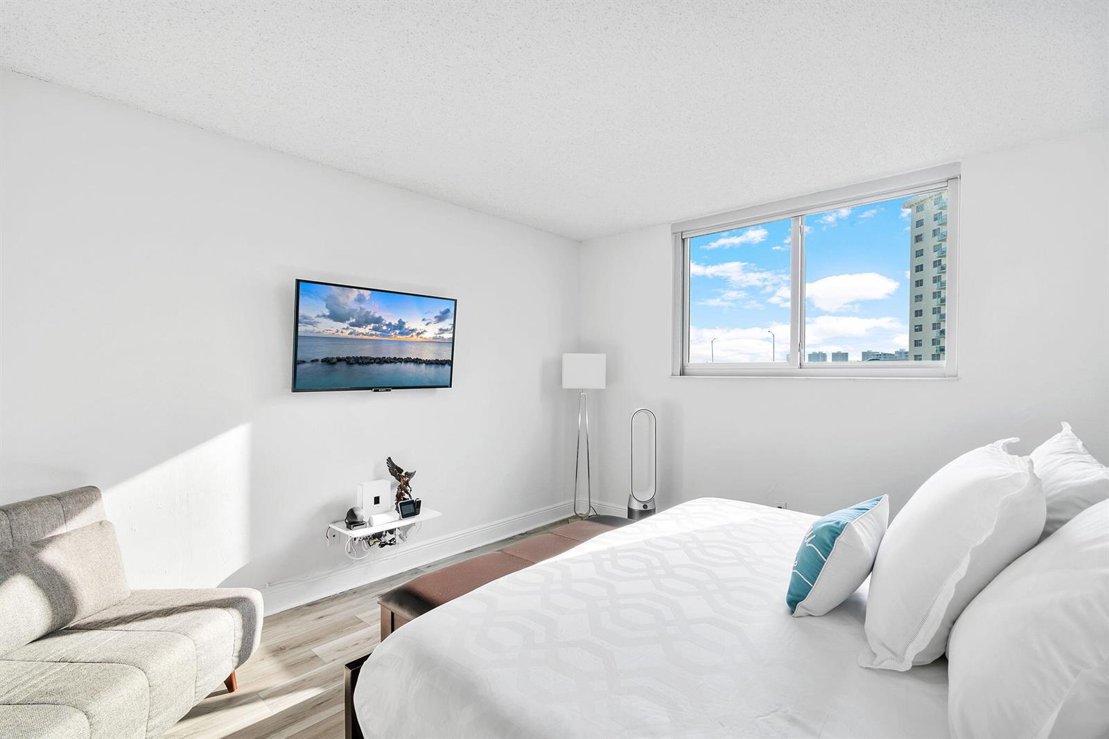 Photo of 19380 Collins  #523, Sunny Isles Beach, Florida, 33160 - Bright primary bedroom