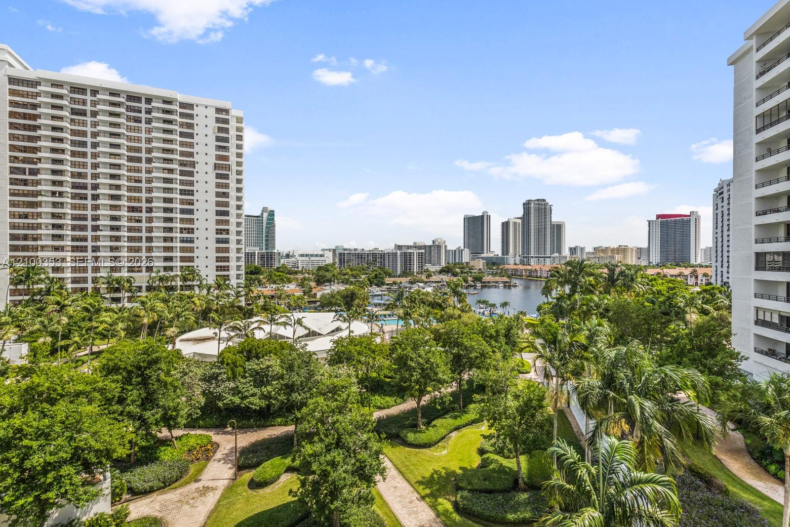 Outlook over the gardens toward the water