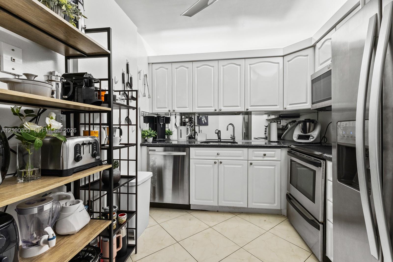 Kitchen with stainless steel appliances